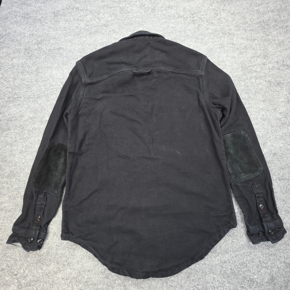 CPO Provisions Flannel Shirt Jacket Shacket Elbow Patch Medium Black Heavy - Picture 2 of 11